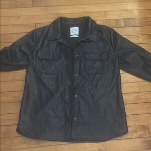 Stoosh Black Lightweight faux leather Shirt Jacket